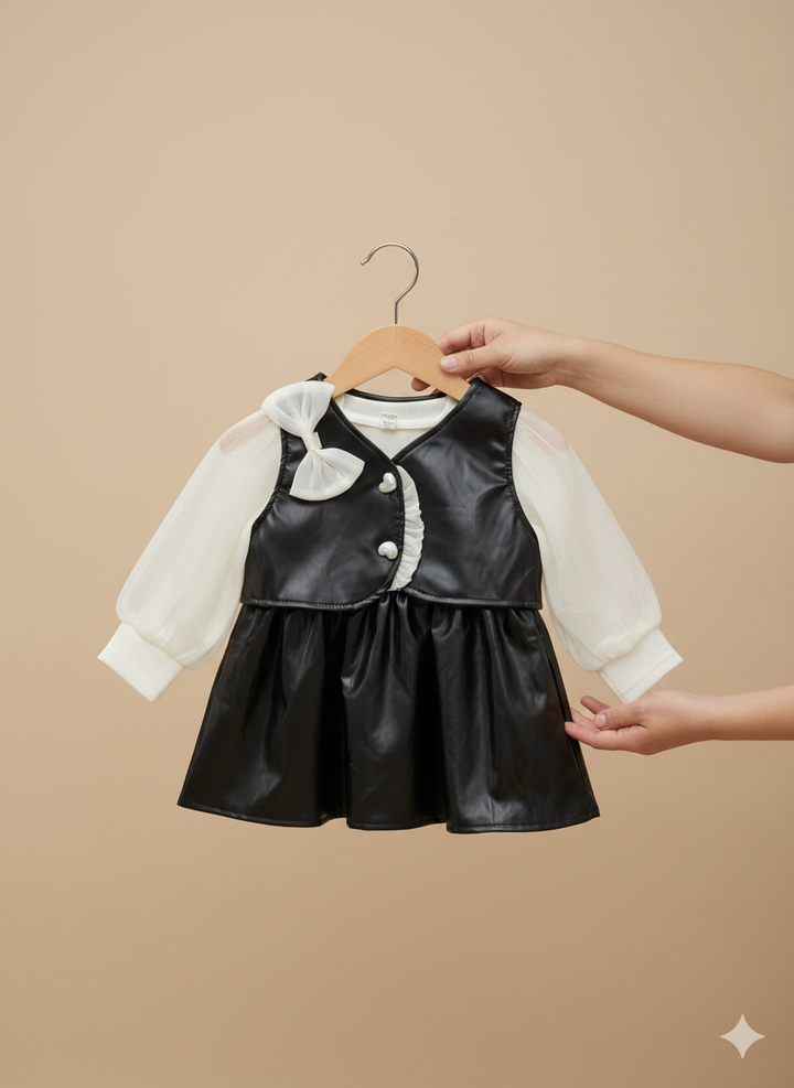 Girls Imported Leather Frock [GF-6376] (6M - 3 Years)