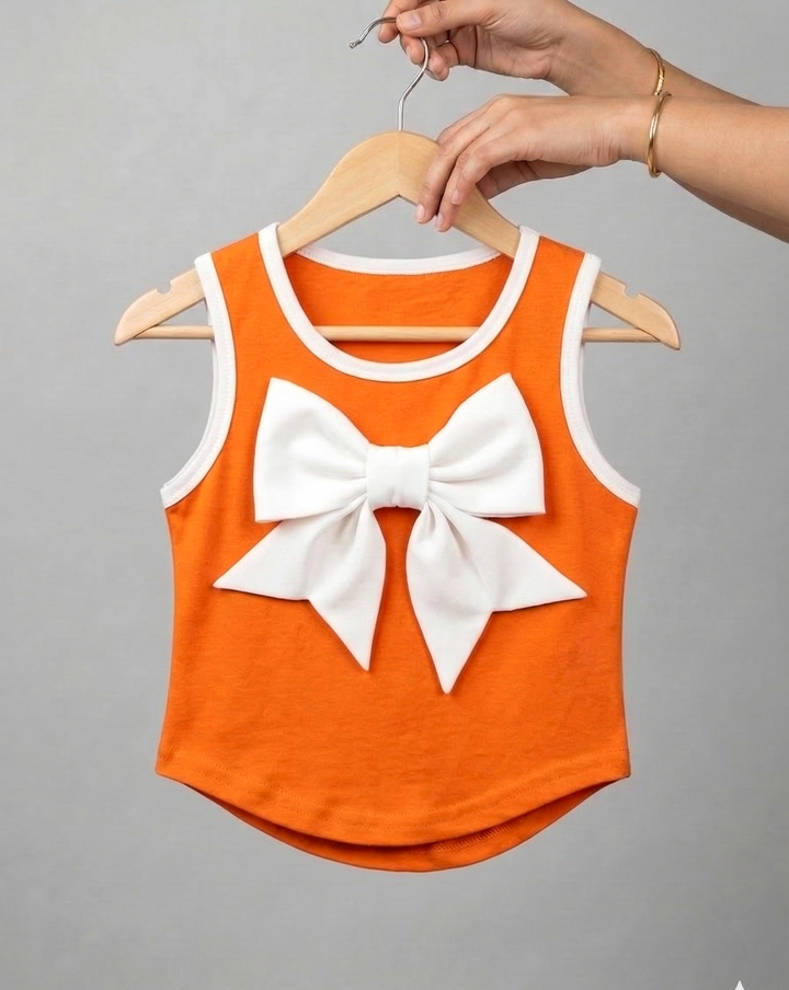 Girls Looper Fabric Orange Tank Top [GT-302] [4-12 year]