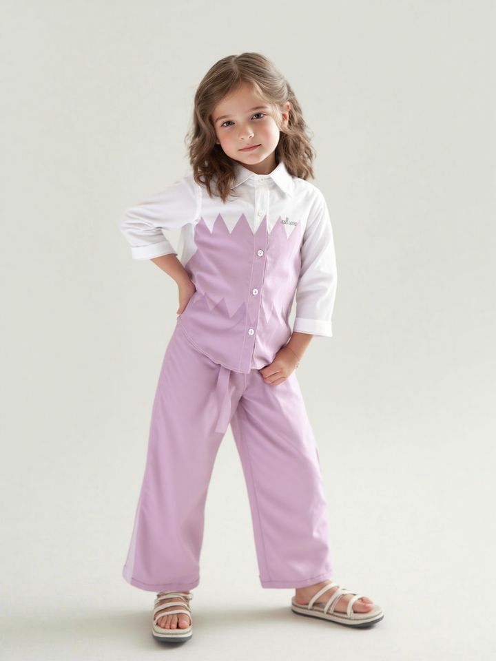 Girl's Causal Lavender Co-Ord Set [GCS-6508] (4-12 Years)