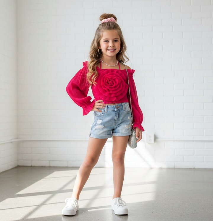 Girls Red Party Wear Top [GT-196] [4-12 Years]