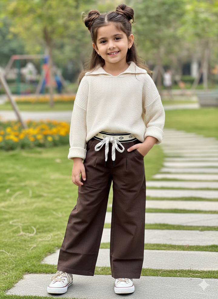 Girls Cotton Straight Fit Pants [GJ-943] (4-12Years)