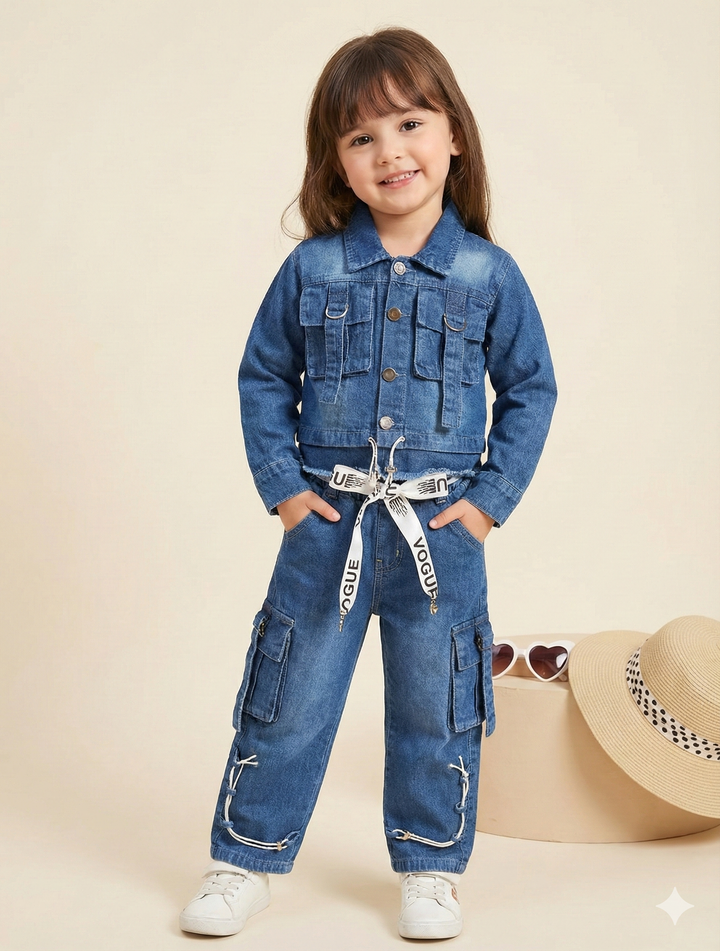 Girls Denim Co-Ord Set [GCS-9866] (4-12Years)