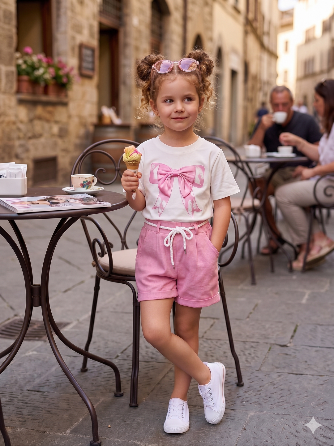 Girl's Pink Bow Co-Ord Set [GCS-2354](4-12 Years)