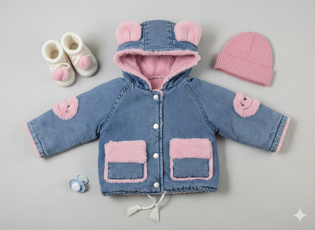Girls Imported Winter Hoodie Fur Jacket [GT-186] [2-7Years]