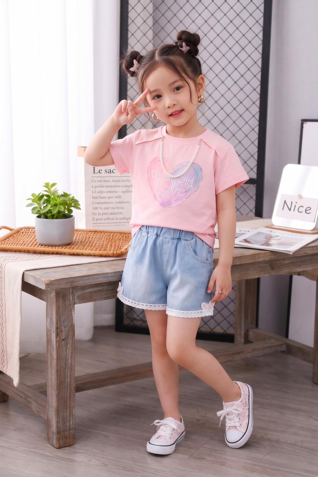 Girls' Pink  Imported 2-Piece Co-ord Set [GCS-4960] (2-7 Years)