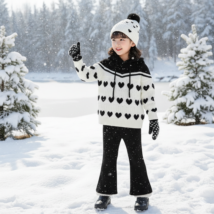 Girls Korean Knitted Winter Co-Ord Set [GCS-6340](1-6 Years)