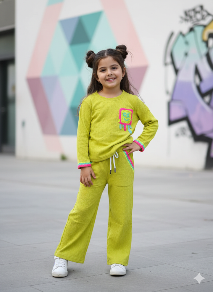Girl's Casual Yellow Co-Ord Set [GCS-6465] (4-12 Years)