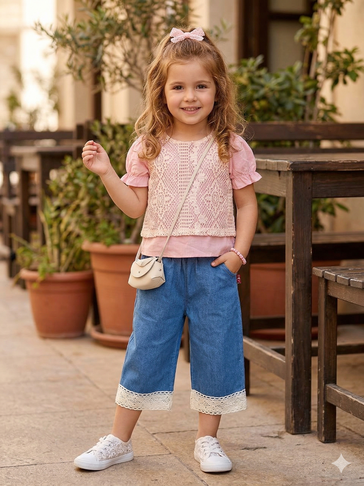 Girls Pink Imported Co-Ord Set [GD-253] (1-6Years)