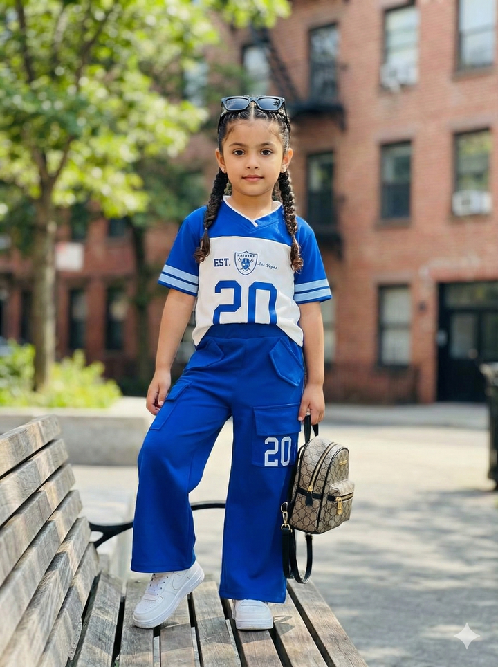 Girl's Causal Royal Blue Co-Ord  Set [GCS-6191](3-12 Years)