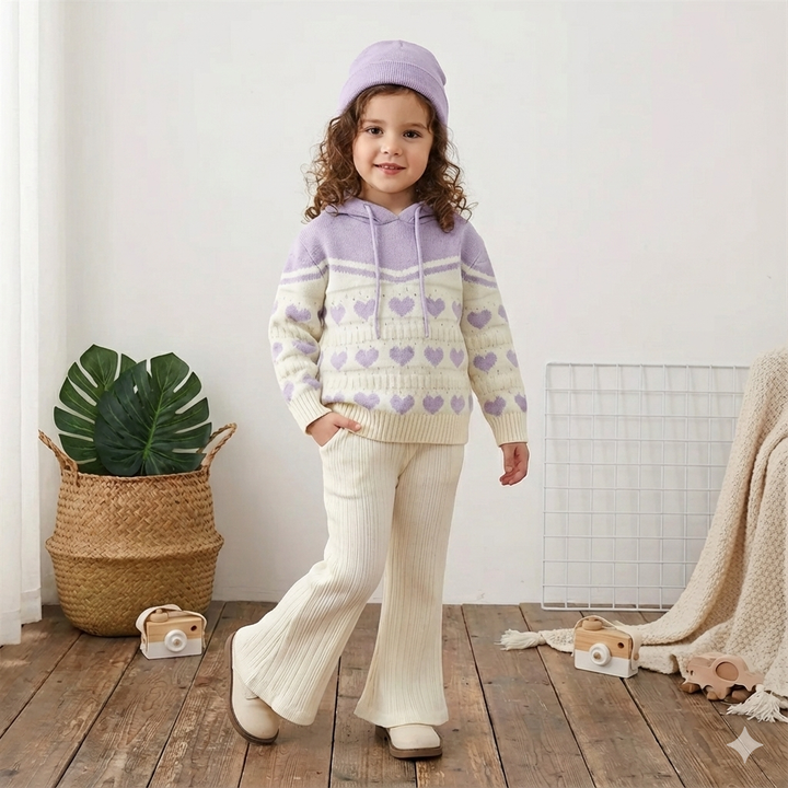 Girls Korean Knitted Winter Co-Ord Set [GCS-6339](1-6 Years)