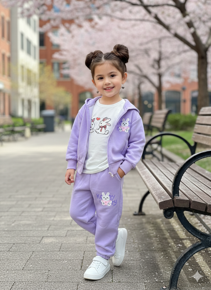 Girl's 3 Piece Imported Hooded Co-Ord Set [GCS-6430] [1 - 5Years]