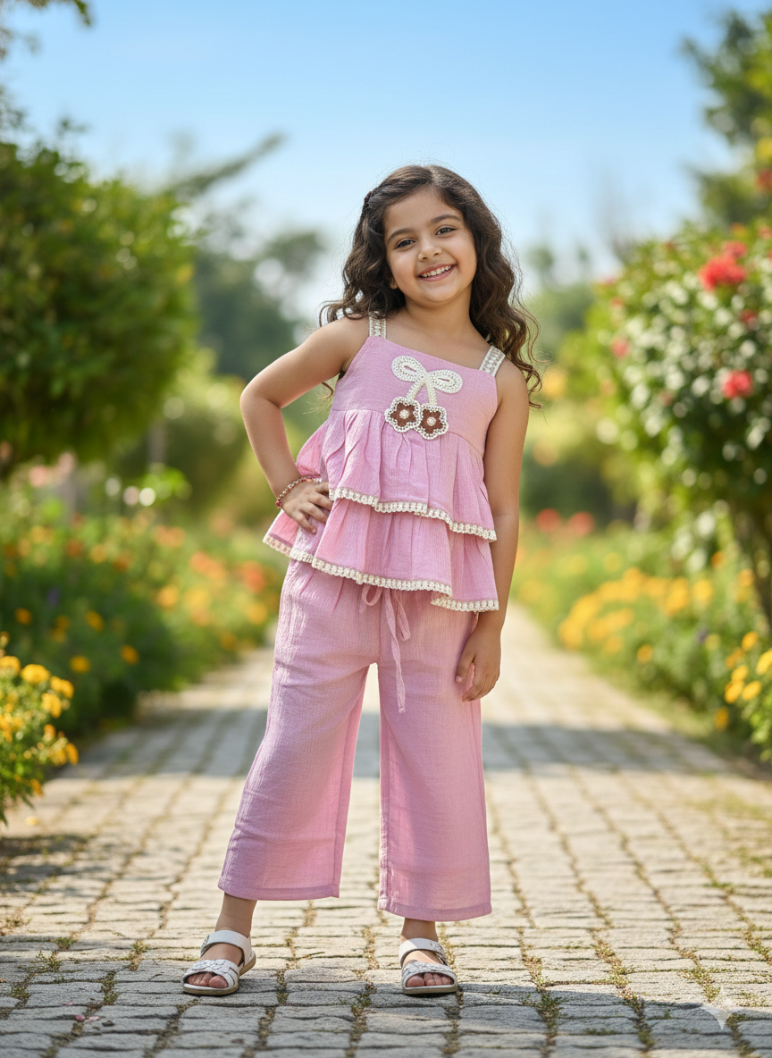 Girls Summer Pink Co-Ord Set [GCS-5932] (2-10 Years)