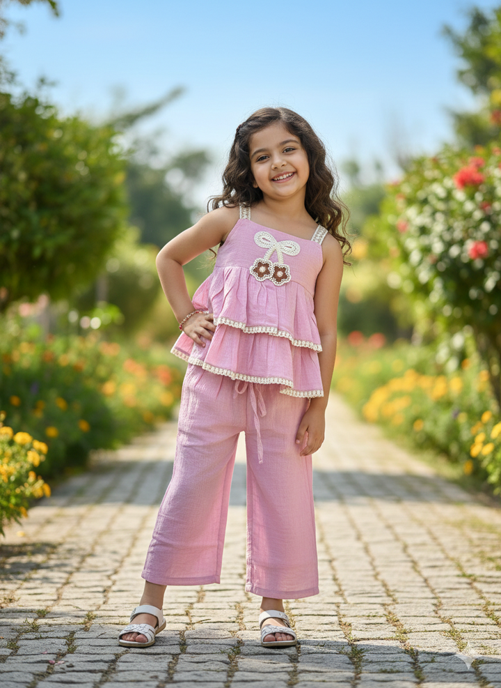 Girls Summer Pink Co-Ord Set [GCS-5932] (2-10 Years)
