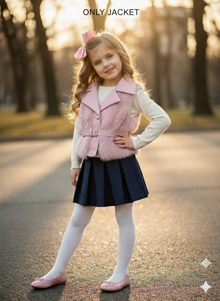 Girls Imported Winter Sleeves Less Jacket [GT-157] [ 3-8 Years ] [Only Jacket]