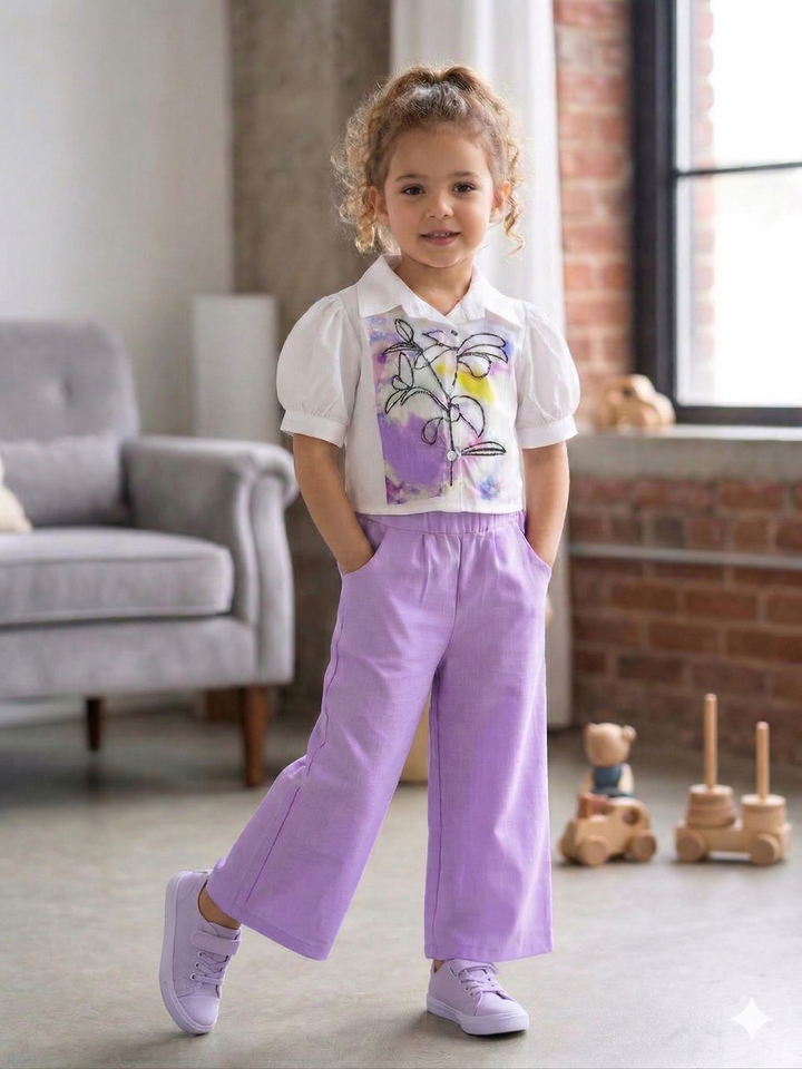 Girl's Cotton Printed Co-Ord Set [GCS-7333](4-12 Years)