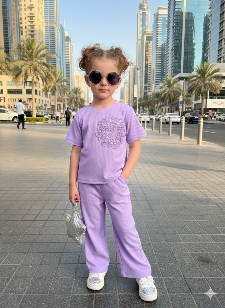 Girls Party Wear Lavender Co-Ord Set [GCS-6332](4-12 Years)