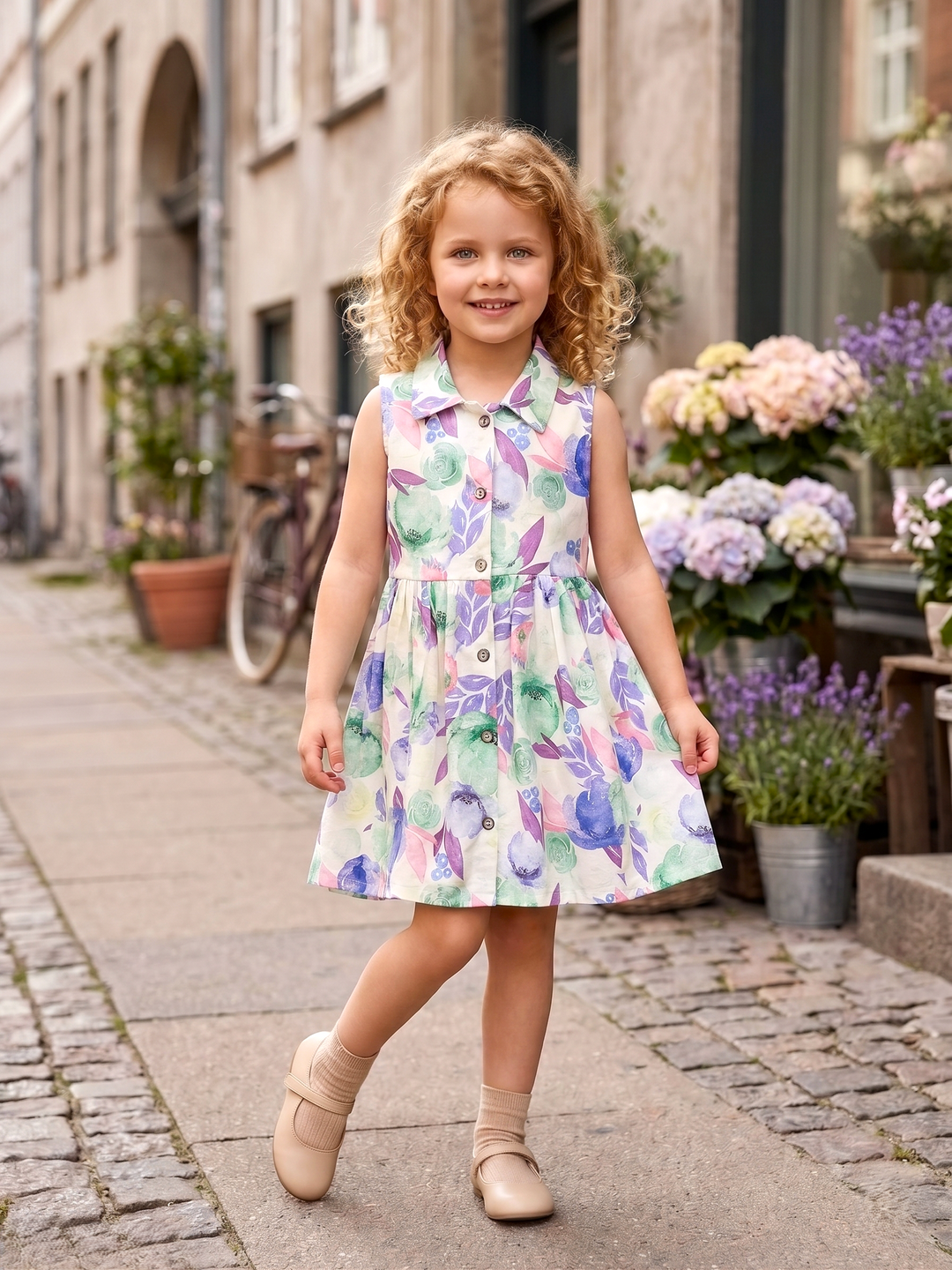 Girls Summer Printed Dress [GD-4774] (1-6Years)