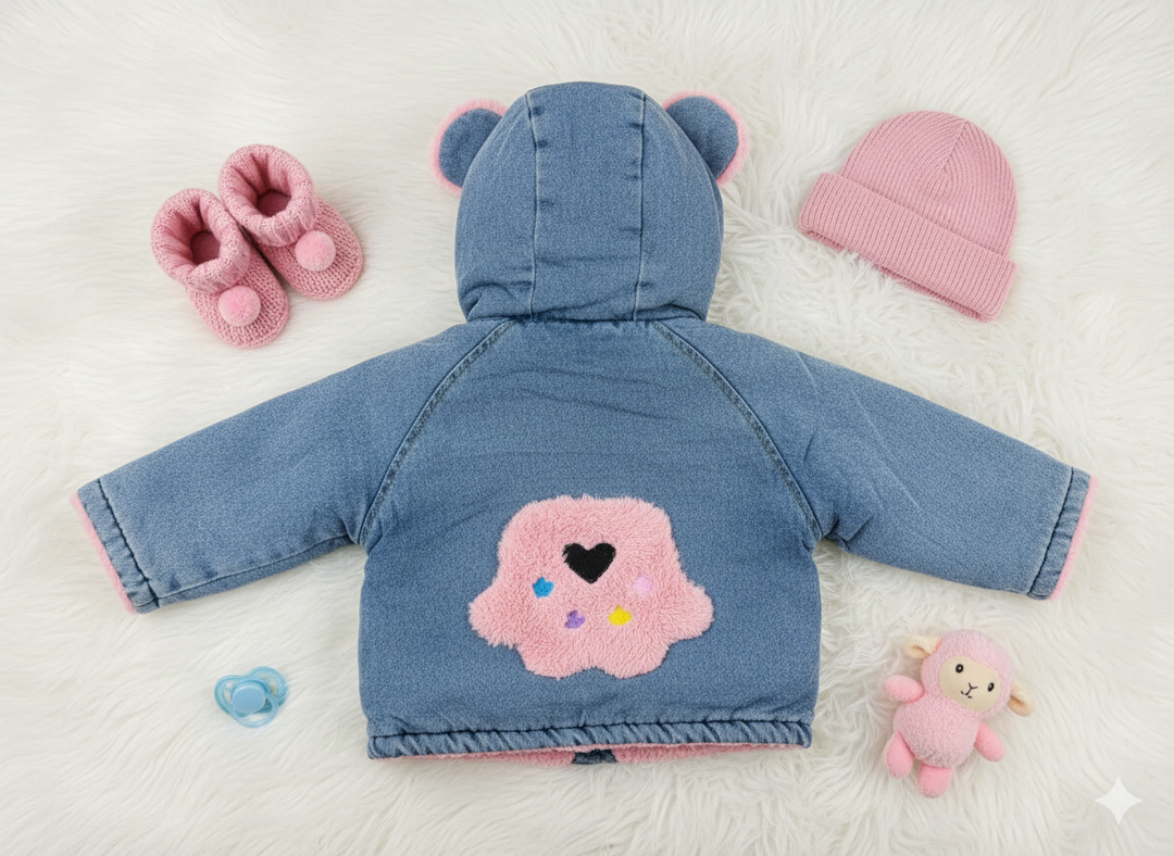 Girls Imported Winter Hoodie Fur Jacket [GT-185] [2-7Years]