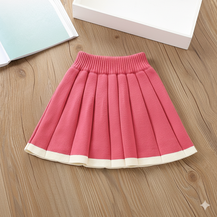 Girls Knitted Sweater Top And Skirt Set, Korean Fashion, Autumn/Winter Co-Ord Set [GCS-6668](2-7 Years)