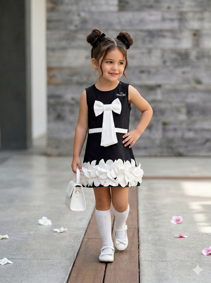 Girls Black  Party Wear One Piece Dress [GD-6357] (2-6 Years)