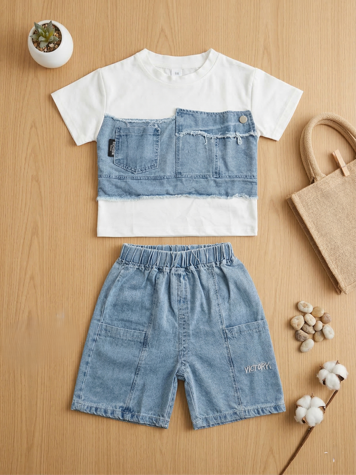 Boys Imported White  Cord Set [BT -2014] [2-7 Years]
