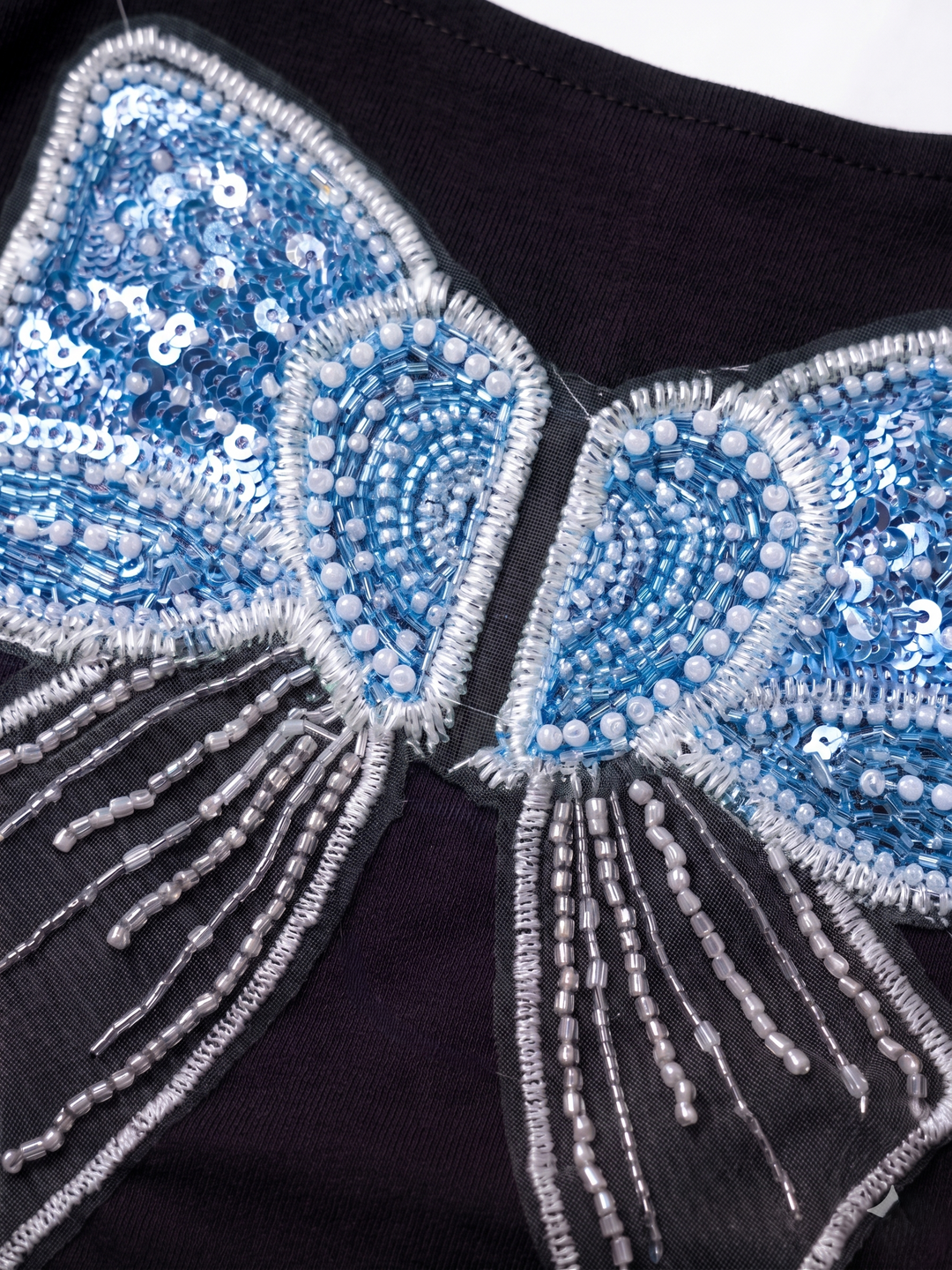 Girls Embroidered Black Bow Top [GT-328] [9M-12 year]