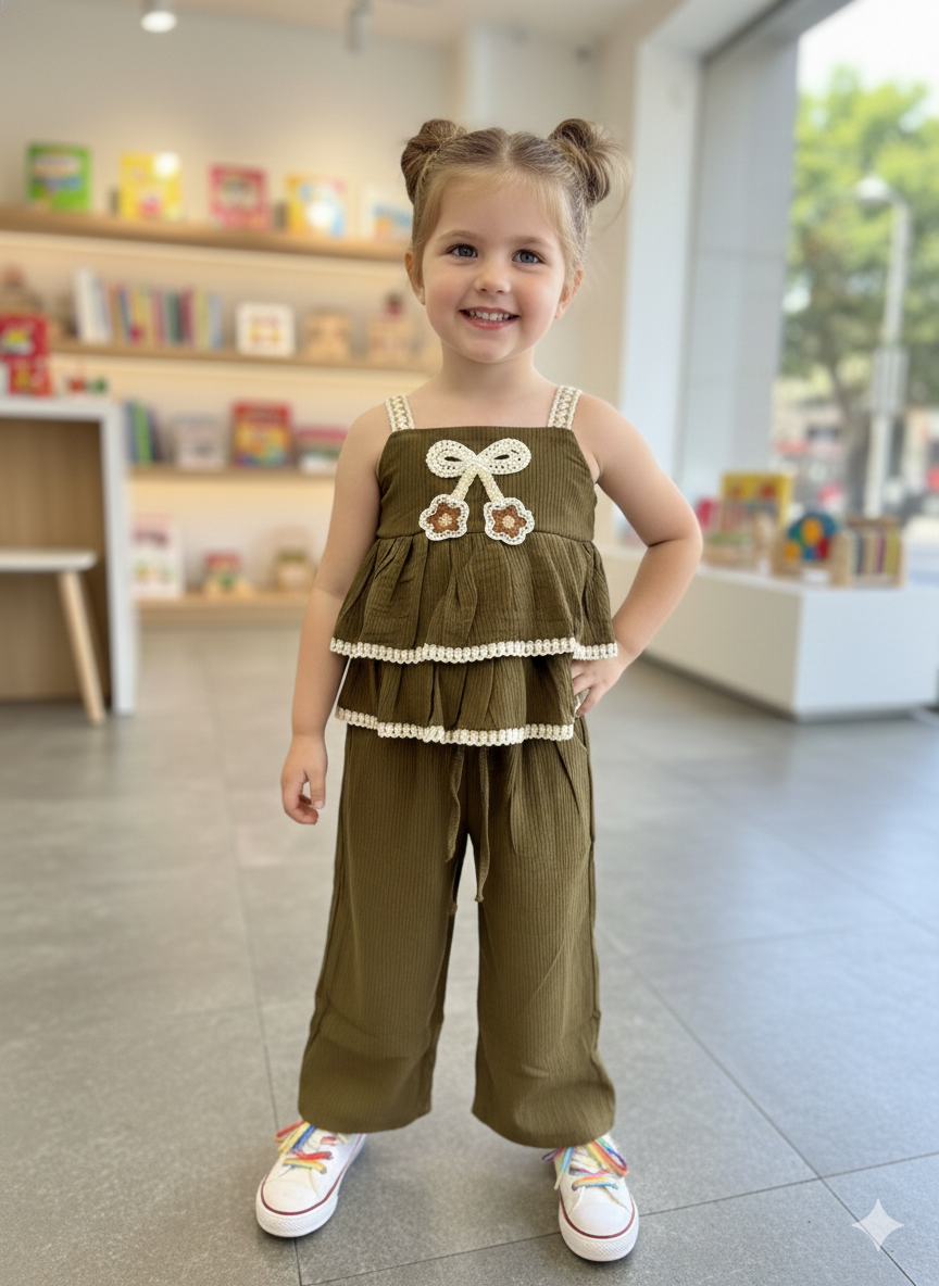 Girls Summer Green Co-Ord Set [GCS-5946] (4-12Years)