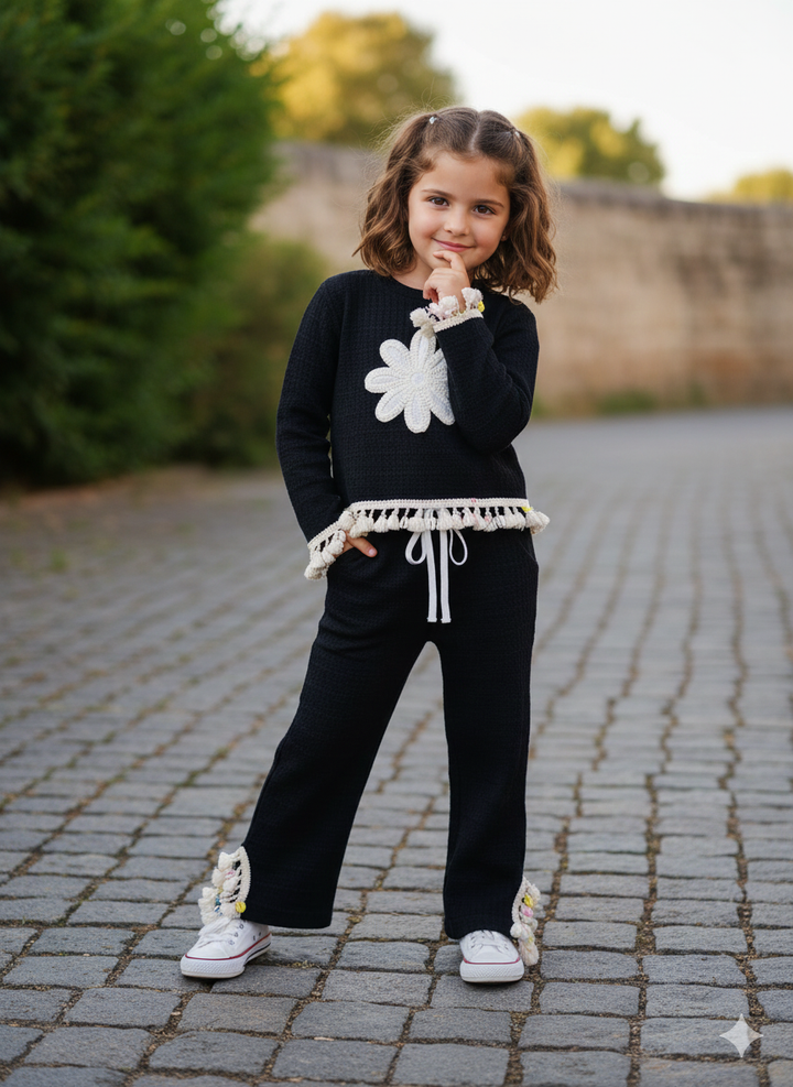 Girl's Designer Black Co-Ord Set [GCS-6158] (4-12 Years)
