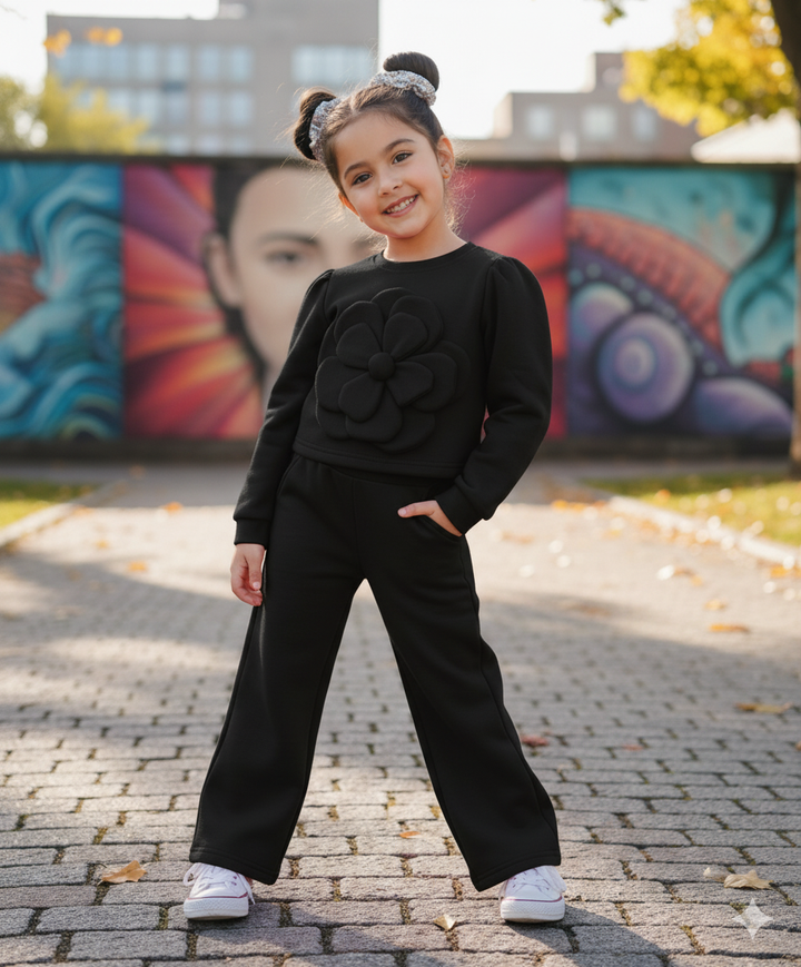 Girl's Designer Black Co-Ord Set [GCS-6457] (4-12 Years)