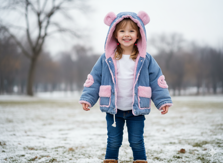 Girls Imported Winter Hoodie Fur Jacket [GT-186] [2-7Years]