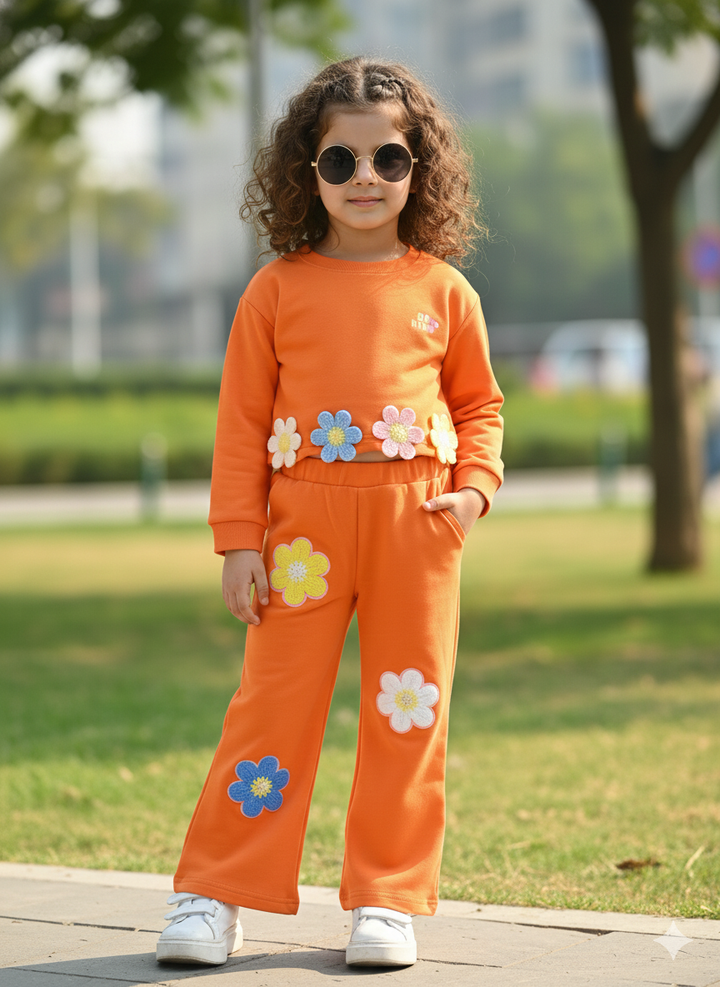 Girl's Party Wear Orange Co-Ord Set [GCS-6262](4-12 Years)