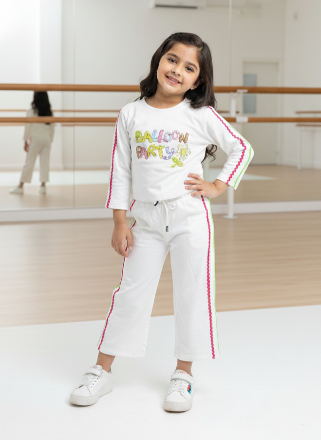 Girl's Casual White Co-Ord Set [GCS-6549](4-12 Years)