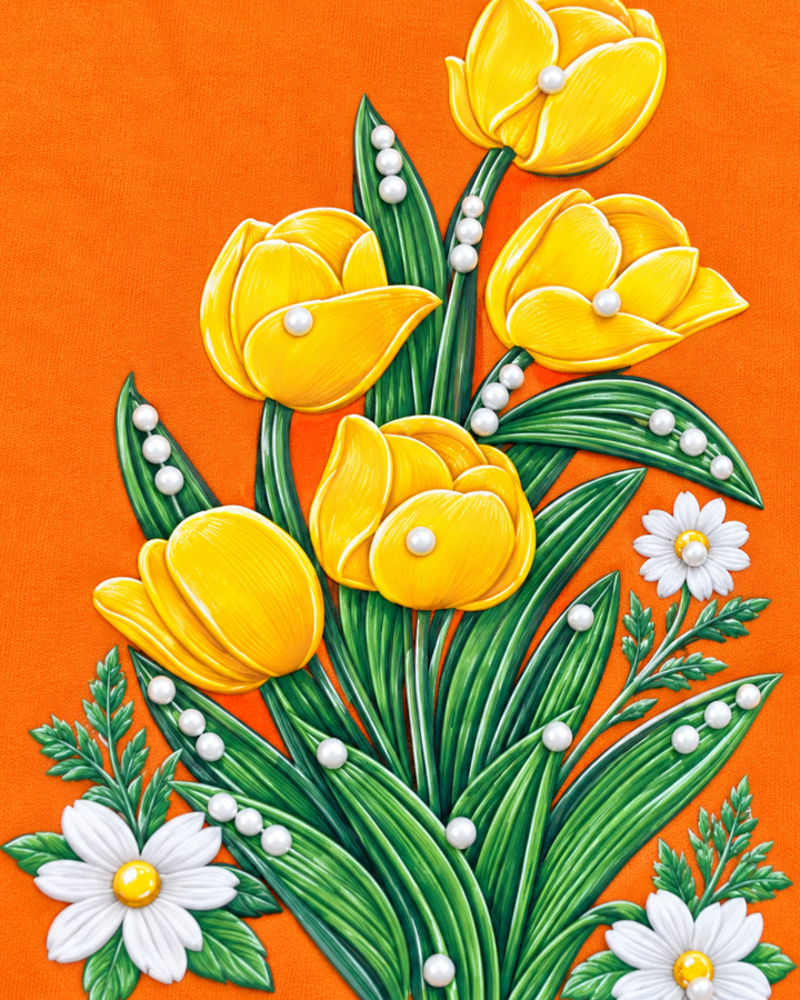 Girls Flower Printed Orange Top [GT-R-2558] [4-12 year]