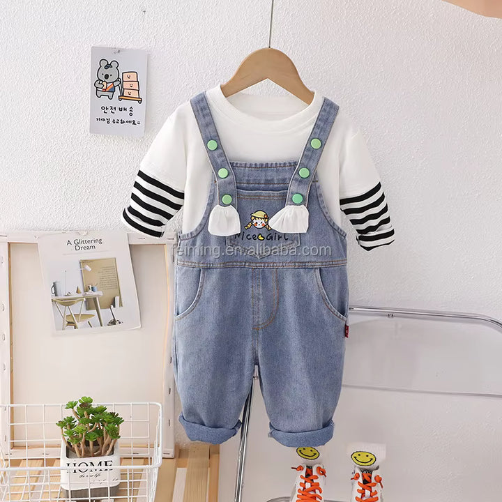 Girls Imported Denim Dungaree [GD-6480] (1-6 Years)
