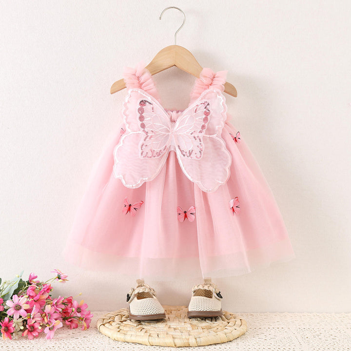 Summer New Back Bright Wings Embroidered Butterfly Dress [GF-5589] (6M - 3 Years)