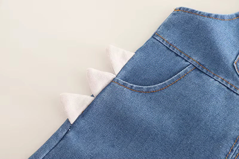 Boys Green Typographic Printed Short Sleeves Shirt With Dungaree [BT-223] (1 - 6 Years)