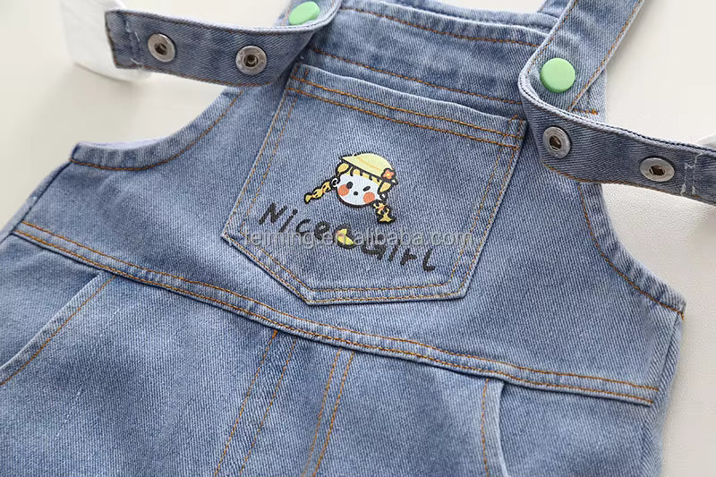 Girls Imported Denim Dungaree [GD-6480] (1-6 Years)