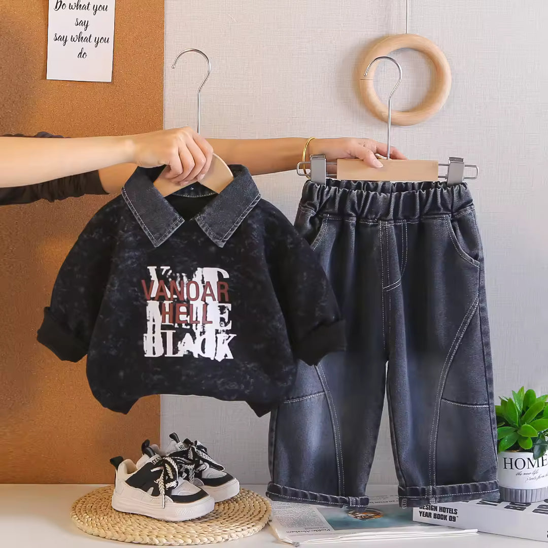 Boys Imported Black Cord Set [BT -5365] [1-6 Years]