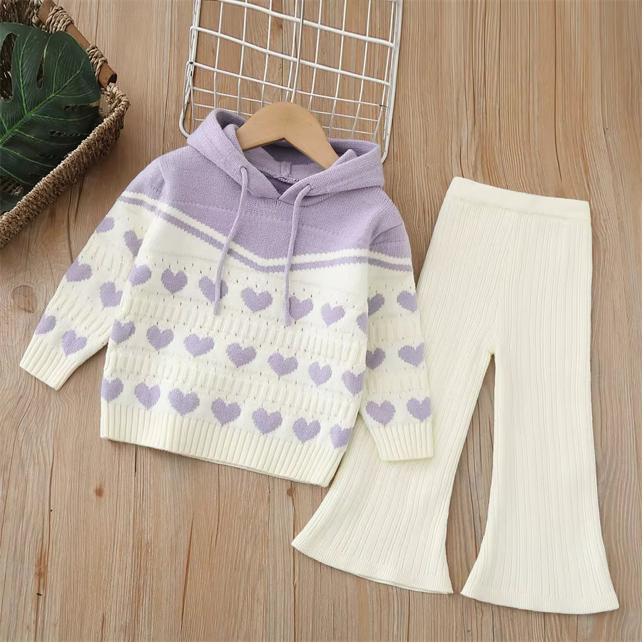 Girls Korean Knitted Winter Co-Ord Set [GCS-6339](1-6 Years)