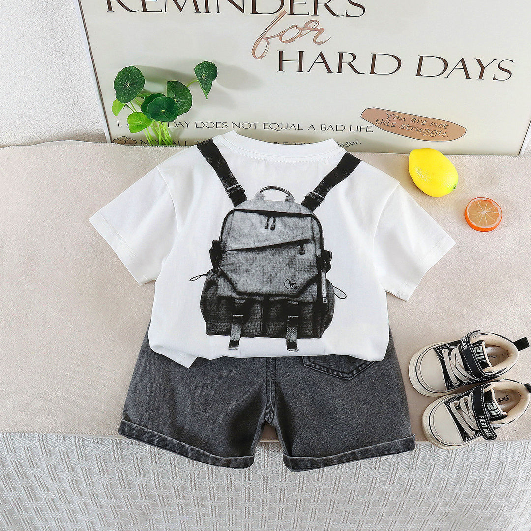 Boys Imported White Back Print Cord Set [BT -5684] [1-6 Years]