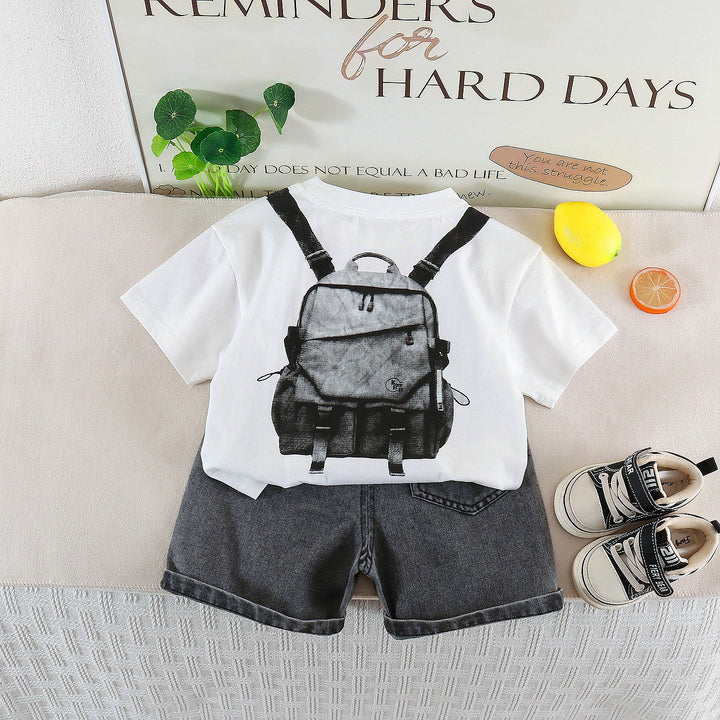 Boys Imported White Back Print Cord Set [BT -5684] [1-6 Years]