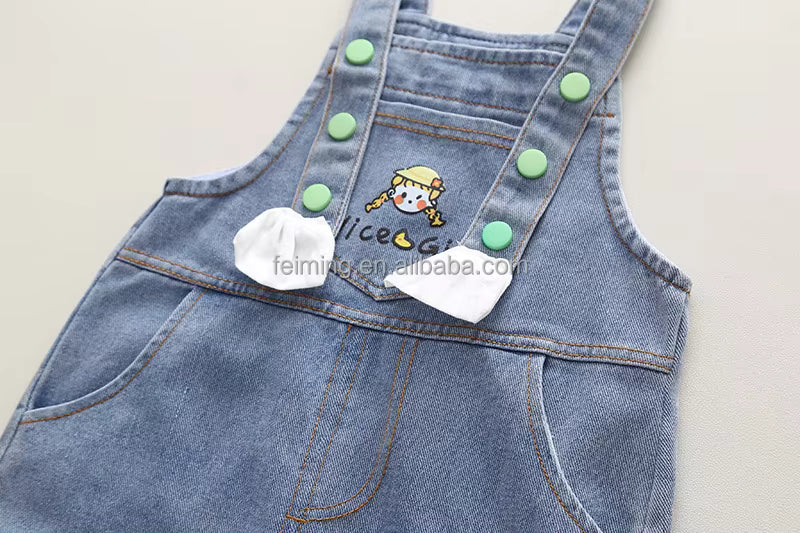 Girls Imported Denim Dungaree [GD-6480] (1-6 Years)