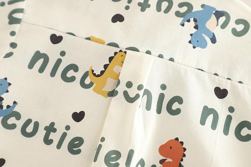 Boys Green Typographic Printed Short Sleeves Shirt With Dungaree [BT-223] (1 - 6 Years)