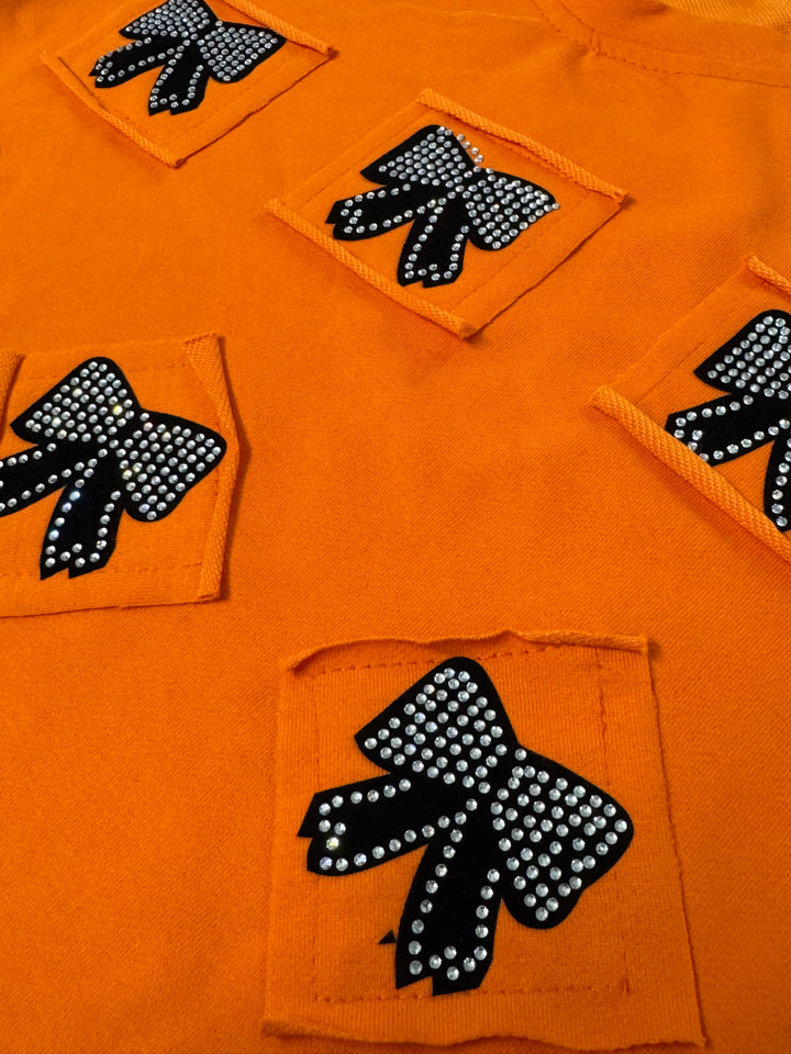 Girls Casual Orange Bow Co-Ord Set [GCS-5182] (4-12 Years)