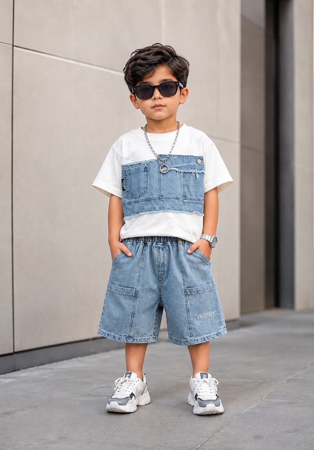 Boys Imported White  Cord Set [BT-N-2014] [2-7 Years]