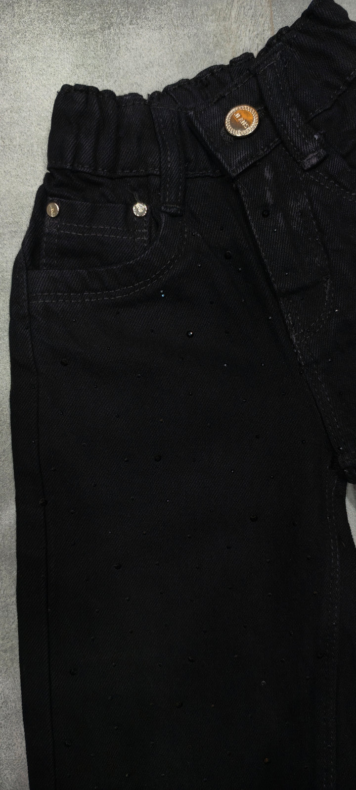 Girls Black Embellished Denim Jeans[GJ-980] (1-12Years)