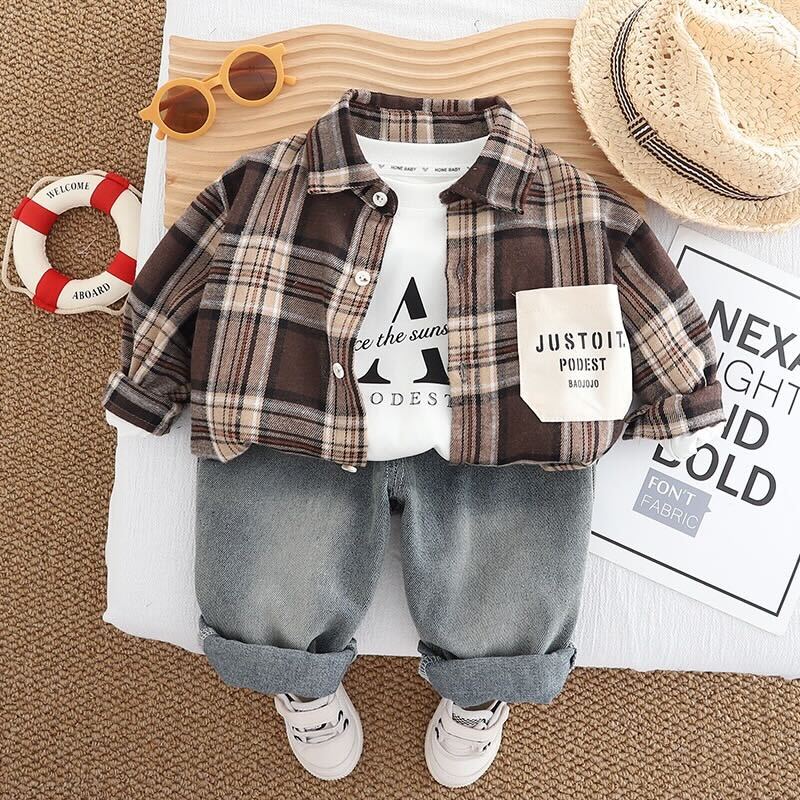 Boys Imported 3 Piece Checked Co-Ord Set [BT-6364] [1 - 5Years]