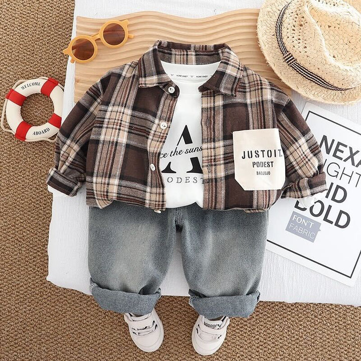 Boys Imported 3 Piece Checked Co-Ord Set [BT-6364] [1 - 5Years]