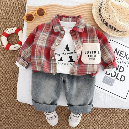 Boys Imported 3 Piece Checked Co-Ord Set [BT-6365] [1 - 5Years]