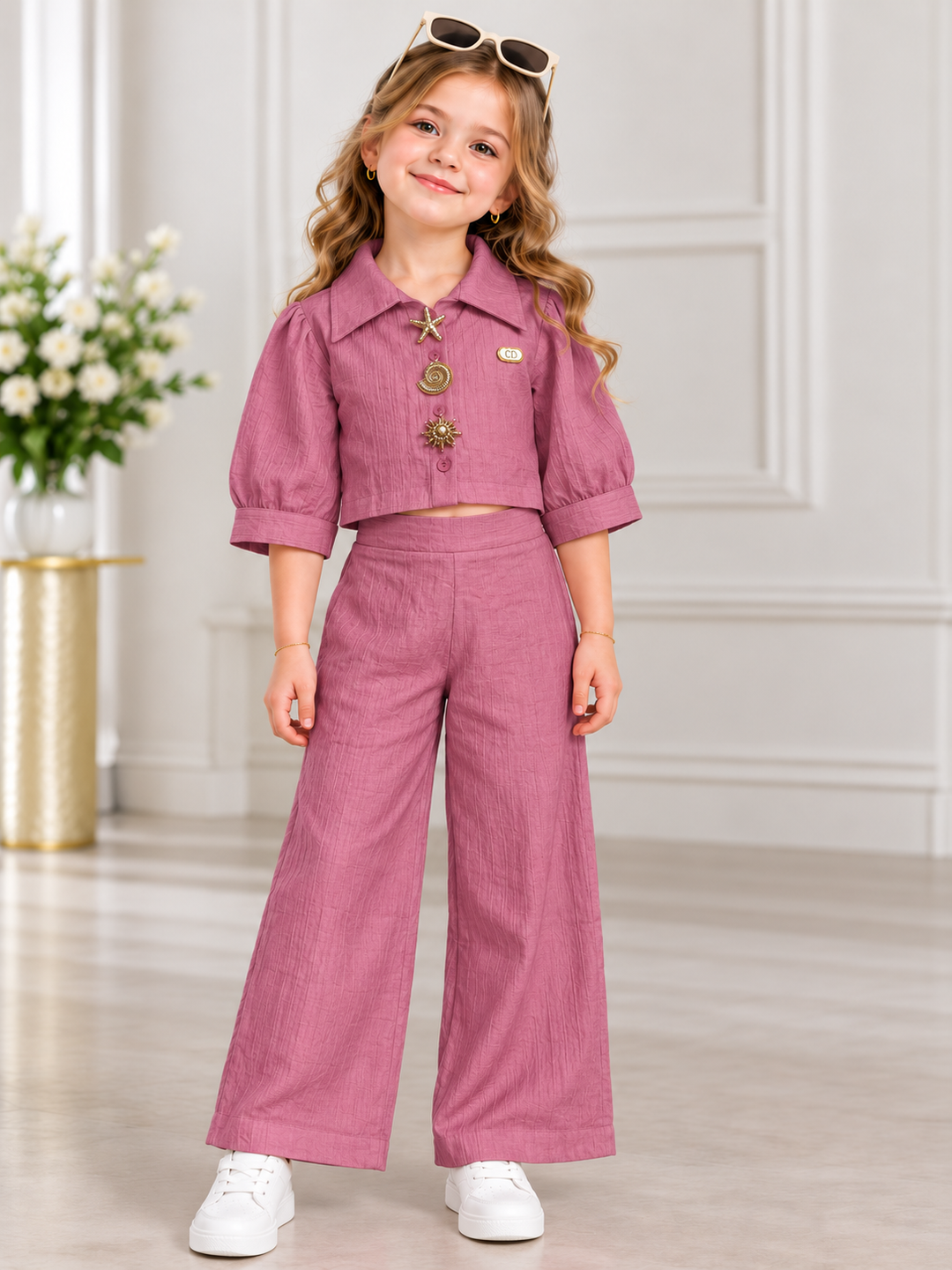 Girls 2 Piece Co-Ord Set with Inner [GCS-2G-5644] (4-12 Years)